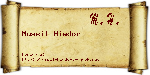 Mussil Hiador névjegykártya